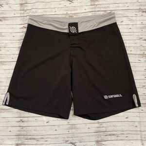 Sanabul Shorts Mens 36 Black No Gi Jiu Jitsu MMA Drawstring Board Stretch Logo
